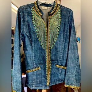 Denim embellished jacket